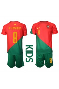 Fotbalové Dres Portugalsko Bruno Fernandes #8 Dětské Domácí Oblečení MS 2022 Krátký Rukáv (+ trenýrky)